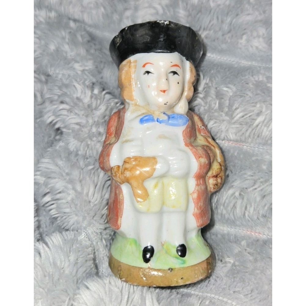Vintage Occupied Japan Mini Pitcher Colonial Boy Toby Creamer Handle Figure 3"
